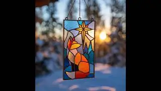 Fox and Star of Bethlehem Stained Glass Pattern, Available on etsy shop: Balckartvn #stainedglass