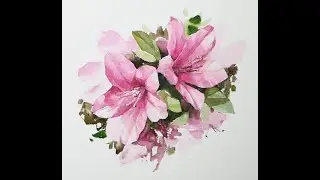 Basic flower watercolor - Azalea  (wet-in-wet, Arches rough)NAMIL ART #shorts