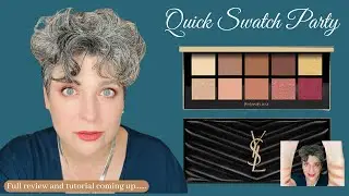 NEW YSL Eyeshadow Palette Desert Nude SWATCH PARTY  & ROUGE VOLUPTE SHINE Oil in Stick Lipstick