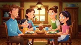 Happy Family Dinner 🍲💖 | Cute Cartoon Story for Kids #Shorts