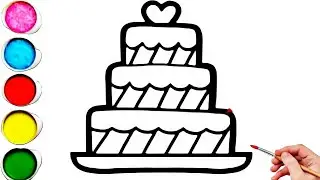 Cute Birthday Cake 🎂🎉 Drawing, Painting & Coloring For Kids and Toddlers_ Kids Art 