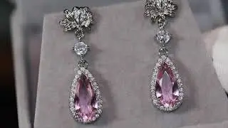 Pink diamond earrings, pear cut pink diamond earrings, pink teardrop diamond earrings