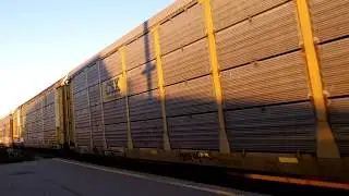 CP 147 w/ CEFX 1037 running solo leads this long WB Autorack train thru Lisgar GO