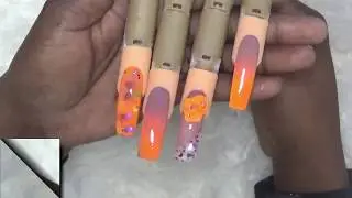 Spring Glow Ombre 3D Rose with Encapculated Flowers and Glitter| Acrylic Nails
