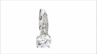 Jewelique Round Pave Sterling Silver Lever Back CZ Dangle Earrings JLE140
