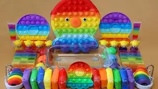 Mixing”Rainbow” Eyeshadow and Makeup,parts,glitter Into Slime!Satisfying Slime Video!★ASMR★