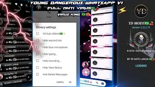 Auto Admin Yd WhatsApp V1 Full antivirus update version 2022 || Yd Mods || Sb Mods || King Mods 🇧🇷🥵💯