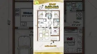 33'&times; 45' House Plan with 2 Car Parking, 2BHK, Open Wash, 40*50 house design, 30 by 50 home plan