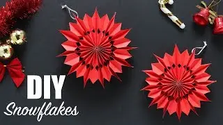 HOW TO MAKE PAPER SNOWFLAKE | DIY CHRISTMAS TREE ORNAMENTS | DIY Christmas Decorations