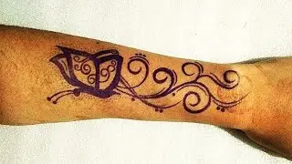 Beautiful butterfly tattoo drawing with pen.