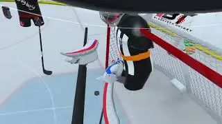 playing in a public lobby in VR Hockey Reborn