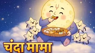 Chanda Mama 🌙 | Cute Hindi Kids Poem | Lullaby Song for Babies & Toddlers 👶🎵#kidsrhymes #baby #kids 