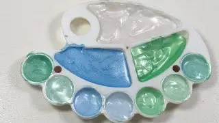 Satisfying Acrylic Paint Mixing How to make 7 New Colors Using  sky blue ,  green & silver