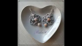 #Rahafil #NeedleTatting #silver #pearls #flowres #earring intertwined earring حلق متشابك|شغل إبرة