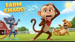 Mischievous Monkey's First Day at the Farm! | Funny Cartoon