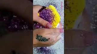 Crunchy Yellow Dyed Gym Chalk | Purple Glitter | Mini Egg Vibes #shorts #asmr #dyedgymchalk