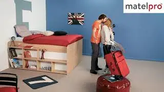 Lit combin&eacute; contemporain ch&ecirc;ne clair/blanc Kristina | Matelpro.com