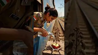 🚂 One day a young Indian woman was travelling by train🍎 #shortsfeed #aishortvideo #ai #train #army 🌱