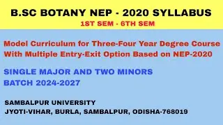 B.sc Botany Nep-2020 syllabus || 1st sem to 6th sem || Single major and two Minors || Batch 2024-27