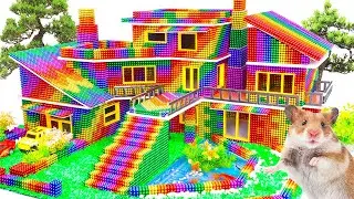 Build Mega Mansion Have Infinity Shark Pool And Huge Rainbow Slide For Baby Monkey With Manget Balls