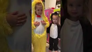 Baking Halloween Cookies in Toy Kitchen Cute Costumes Chicken Skunk