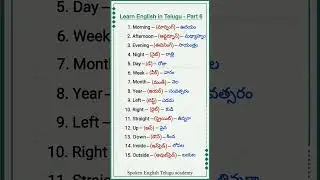 Learn English in Telugu 🔥Time & Direction Words | Part 6 Follow 👉 Spoken English Telugu academy
