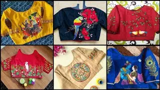 Latest Hand Painting Blouse Design/Latest Blouse Design For Cotton Saree