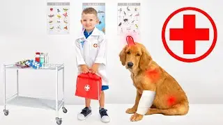 Vania i Mania zostali weterynarzami 😍 Rodzinne wyzwanie | Dla dzieci po polsku