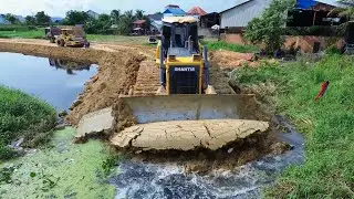 New Update Moving Sticky Soil on Road Out for Loader-Trucks Drive Back Unload Fill into Water