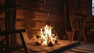 Cozy Fireplace in a Village Cabin | Warm & Dim Ambience for Sleep and Focus