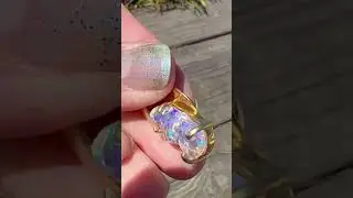 14k Yellow Gold Jelly Opal Pendant. Large 1.25