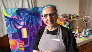 Painting Big Abstract Flowers in My Studio