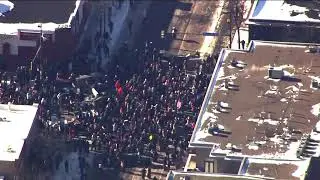 Live aerials over the scene of a federal agent-involved shooting in Minneapolis