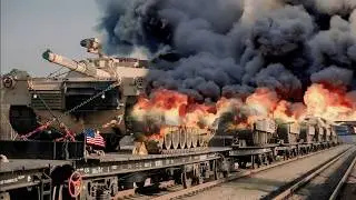 13 минут назад! Поезд с 250 американскими танками был взорван Россией на границе.