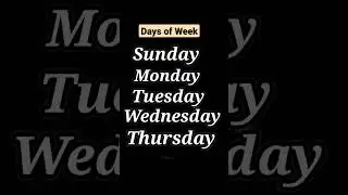 Days of Week || Sunday Monday Tuesday #shorts