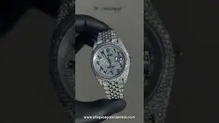 Unveil the brilliance of the Diamond Rolex Datejust Arabic Dial &mdash; fully iced out with VVS diamonds,