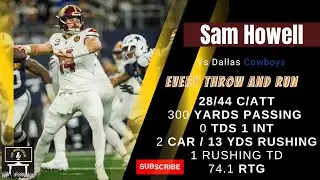 Sam Howell every throw and run  | Washington Commanders vs Dallas Cowboys | Week 12
