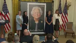 FLOTUS Melania Trump unveils Barbara Bush postage stamp