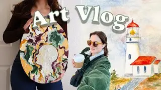 Experimental Paintings and Taking a Watercolor Class 🌜 An Art Vlog