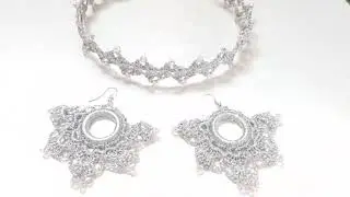 Fabulous crochet jewelry set with crystals by Fine Crocheted Jewelry