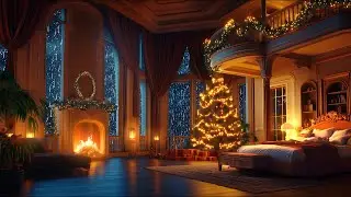 🎄 Christmas Thunderstorm Haven - Cozy Fireplace Rainy Night in a Kingly Castle Room