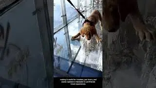 Tourists and Their Dogs Enjoying the Thrill of a Glass Bridge
