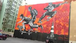 Skateboarders Skating Street Art Mural Los Angeles California USA January 30, 2026