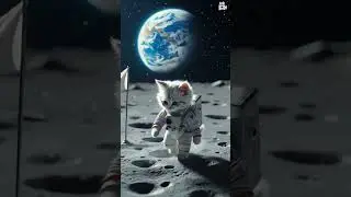 cat walk on moon surface#viral #best #cute #funny