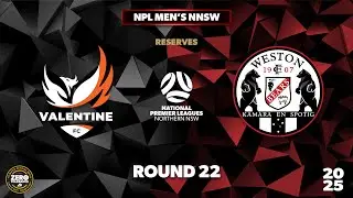 NPL Men's NNSW Round 22 Reserve Grade - Valentine FC v Weston Bears