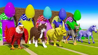 Long Slide Game With Cow Elephant Gorilla Hippopotamus Giant Phoenix 3D Animal Game Funny 3D Anima