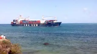 CMA CGM vessel entering Mombasa,Kilindini harbor