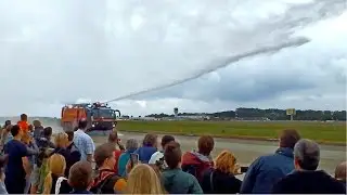 Rosenbauer Panther 6x6  CA5 crash tender deploys water cannon on public
