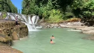 Lewis River Middle Falls - Jumping In
