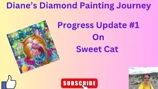 Progress Update of Sweet Cat by Alena Lazareva from Diamond Art Club.